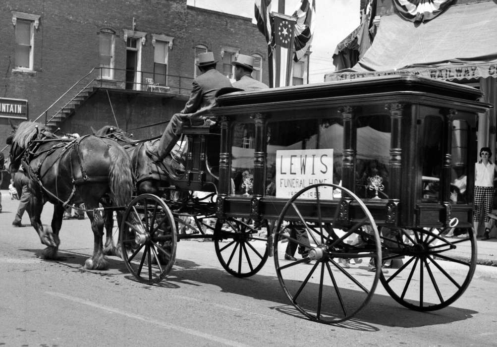 Fairs and Festivals, Cemeteries and Funerals, Cities and Towns, Lemberger, LeAnn, Iowa History, parade, centennial, Albia, IA, Animals, Iowa, history of Iowa, funeral home, Businesses and Factories