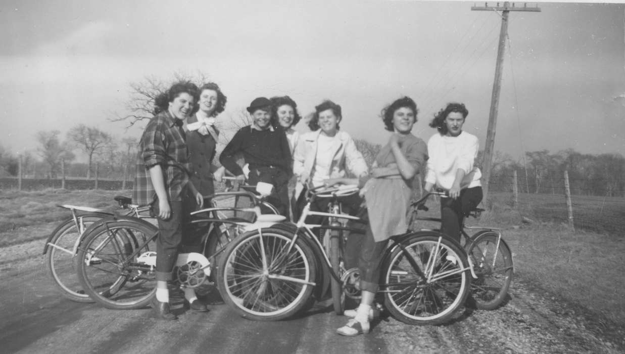 bike, Douglas, Kathryn, IA, Portraits - Group, history of Iowa, Iowa History, bicycle, Iowa