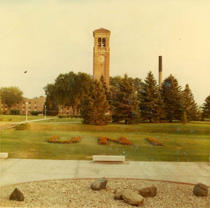 history of Iowa, uni, campanile, university of northern iowa, Iowa, Iowa History, Cedar Falls, IA, UNI Special Collections & University Archives, smokestack, Schools and Education