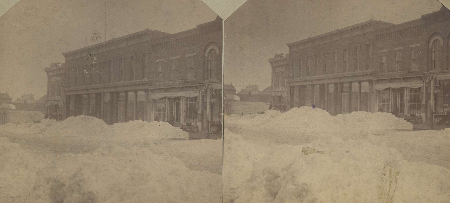 Businesses and Factories, history of Iowa, snow, business, e. bremer ave., Waverly Public Library, Iowa, Waverly, IA, Iowa History, Winter, Main Streets & Town Squares