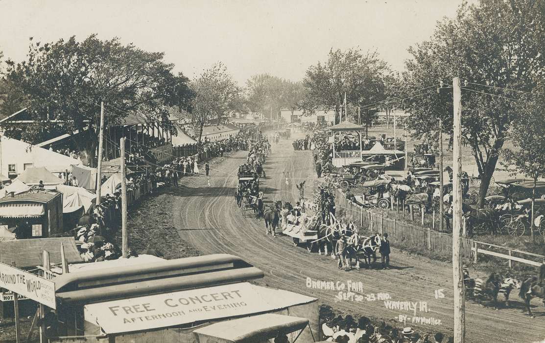 Fairs and Festivals, Iowa History, dirt track, history of Iowa, horse, Animals, advertisement, horse and cart, tents, Meyer, Mary, Iowa