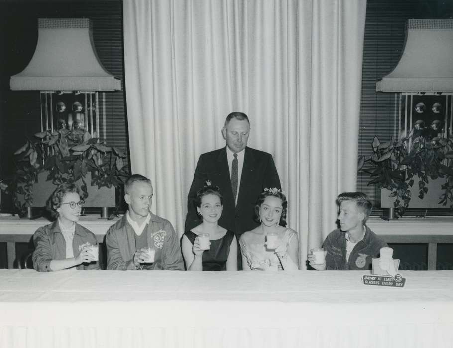 Photos, history, ia, historic, Portraits - Group, Iowa, glass of milk, milk, national cattle congress, cattle congress, glass, dairy princess, IA, Black Hawk, Waterloo, Fairs and Festivals, Grout Museum of History and Science, United States