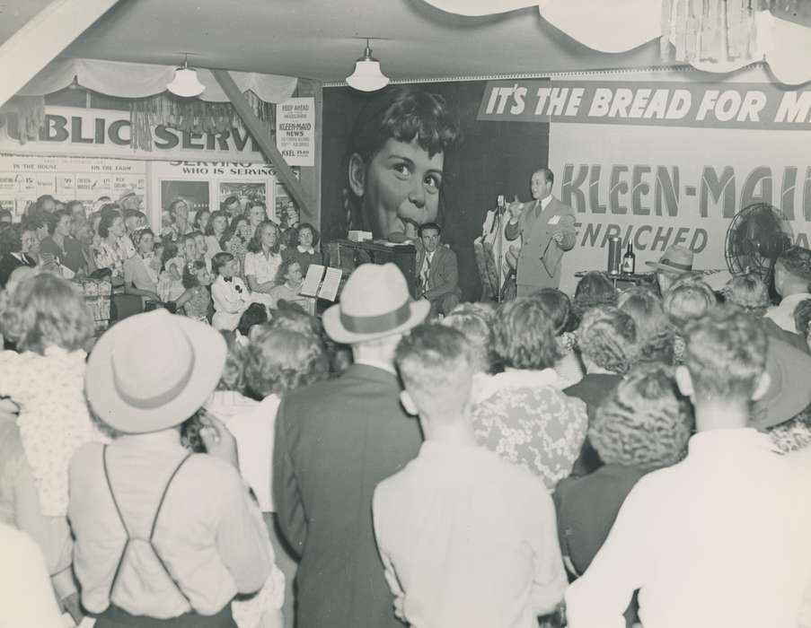 signage, historic, history, Iowa, man, Fairs and Festivals, Grout Museum of History and Science, Black Hawk, IA, Waterloo, poster, microphone, suit, crowd, ia, United States, cattle congress, national cattle congress, piano, Photos