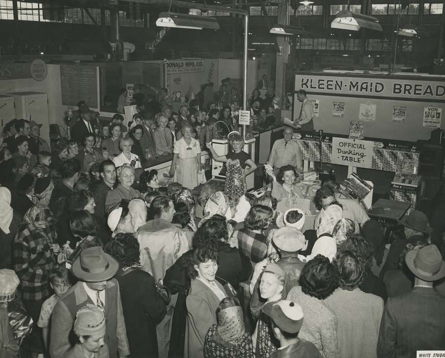Photos, signage, crowd, historic, Grout Museum of History and Science, United States, Iowa, Black Hawk, Fairs and Festivals, ia, cattle congress, history, bread, Waterloo, IA, meat, display, national cattle congress