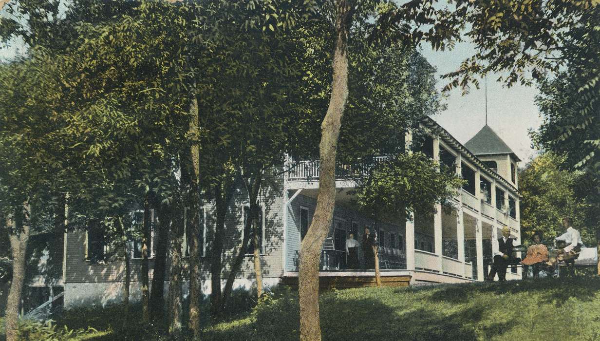 balcony, post card, historic, Black Hawk, porch, house, United States, Homes, Iowa, Photos, Waterloo, tree, ia, Olsson, Ann, trees, grass, history, Cities and Towns, IA