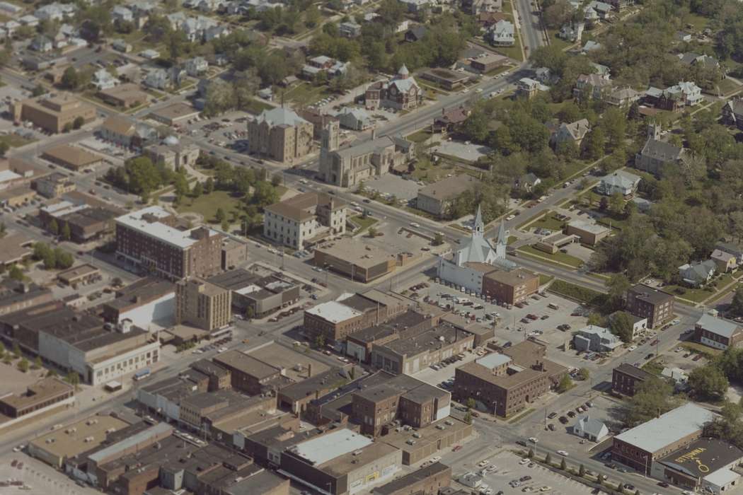 church, Cities and Towns, Ottumwa, IA, Businesses and Factories, parking lot, neighborhood, Iowa History, Iowa, Aerial Shots, downtown, history of Iowa, Main Streets & Town Squares, Lemberger, LeAnn