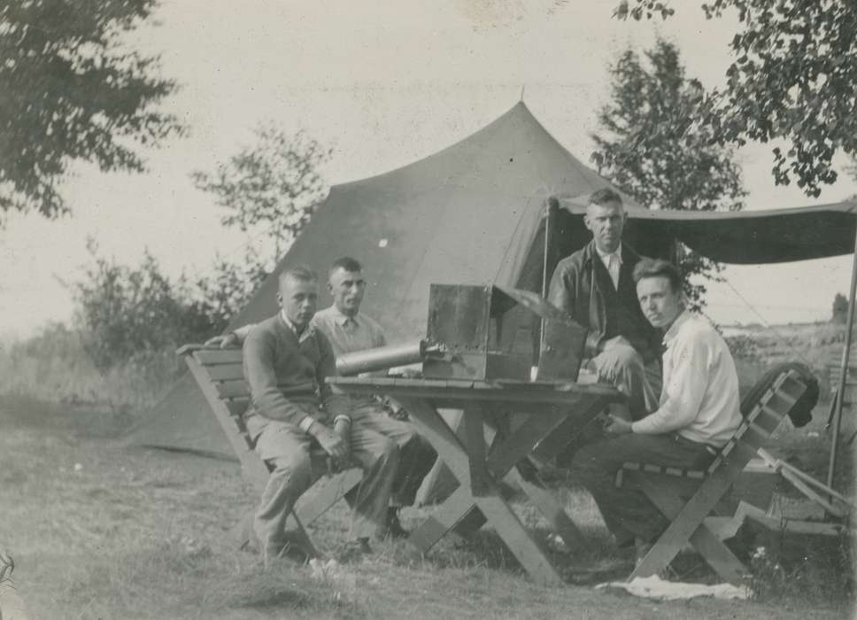 camping, McMurray, Doug, Portraits - Group, picnic bench, Travel, history of Iowa, picnic table, Iowa History, tent, Duluth, MN, Iowa