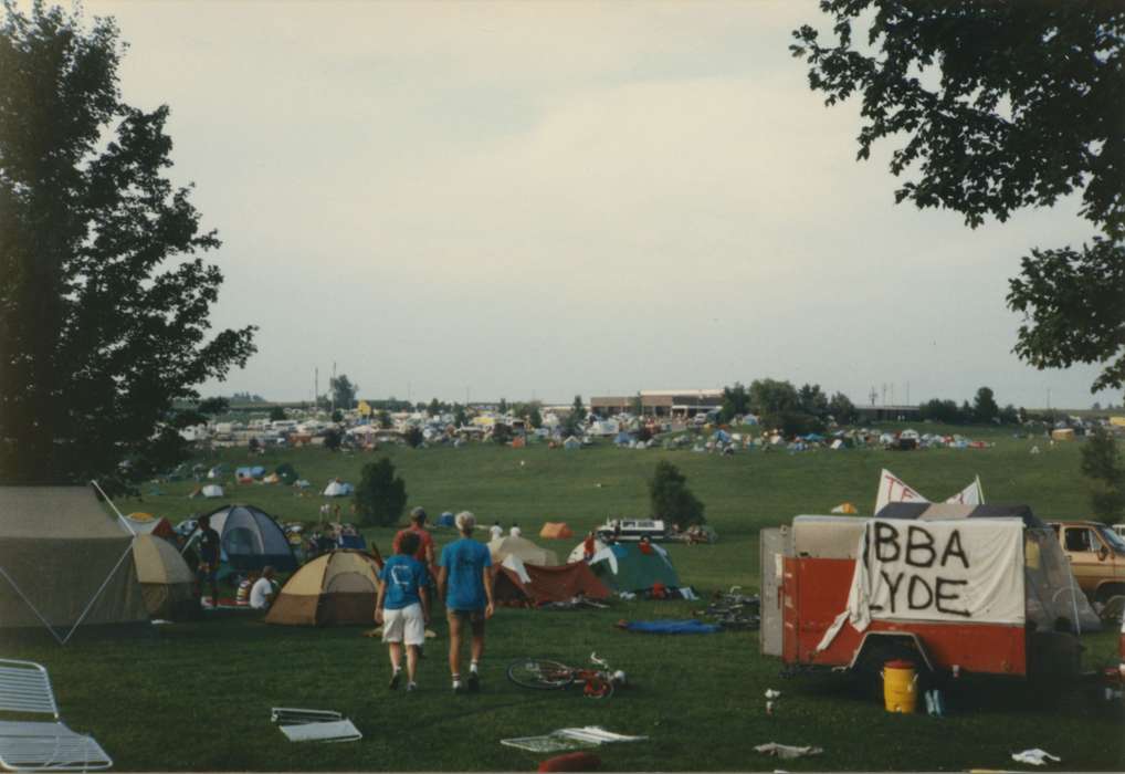 history of Iowa, Laurie, Thompson, West Union, IA, trailer, Iowa, Sports, bikes, event, Iowa History, Outdoor Recreation, Fairs and Festivals, ragbrai, tent, bicycle