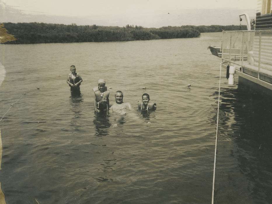 swimming, Outdoor Recreation, Iowa, Children, Iowa History, Fink-Bowman, Janna, Portraits - Group, Harpers Ferry, IA, life jacket, history of Iowa, mississippi, Lakes, Rivers, and Streams, river