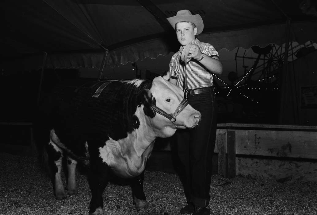 IA, historic, Coon Rapids, Fairs and Festivals, Animals, tent, Portraits - Individual, Iowa, stripes, United States, Photos, boy, history, ayrshire cow, ferris wheel, ia, Coon Rapids Enterprise, Children, cowboy hat