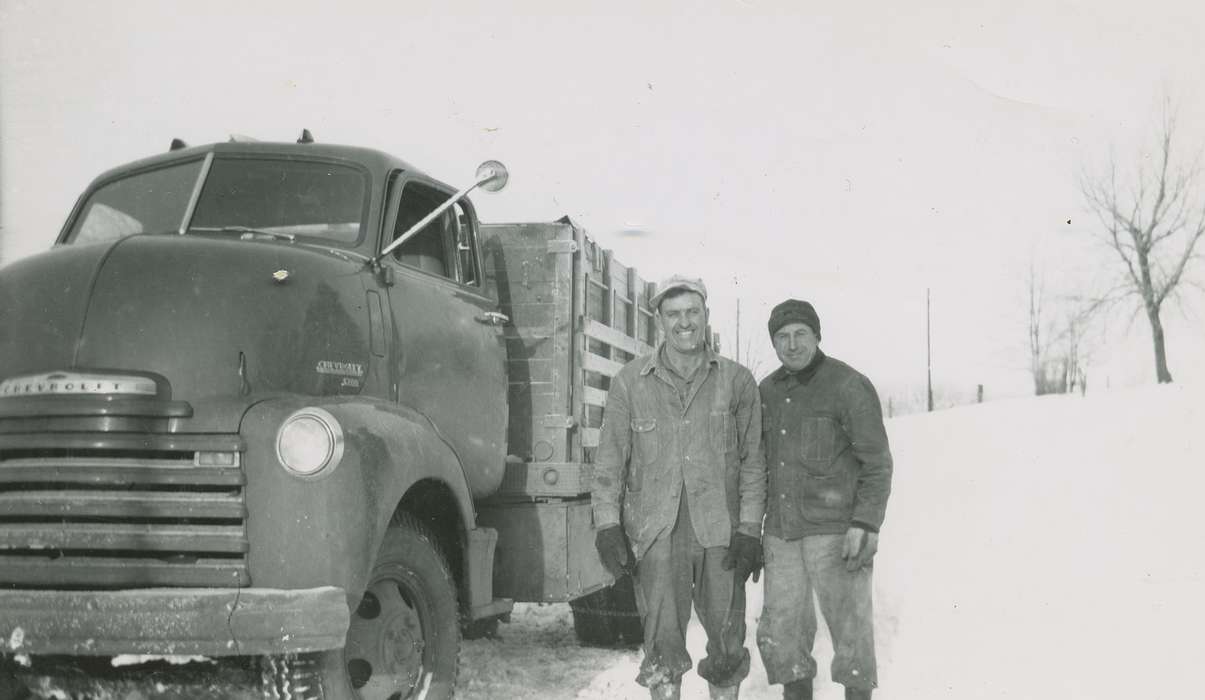 snow, Labor and Occupations, glove, Portraits - Group, Motorized Vehicles, truck, Coon Rapids Enterprise, Winter, jacket