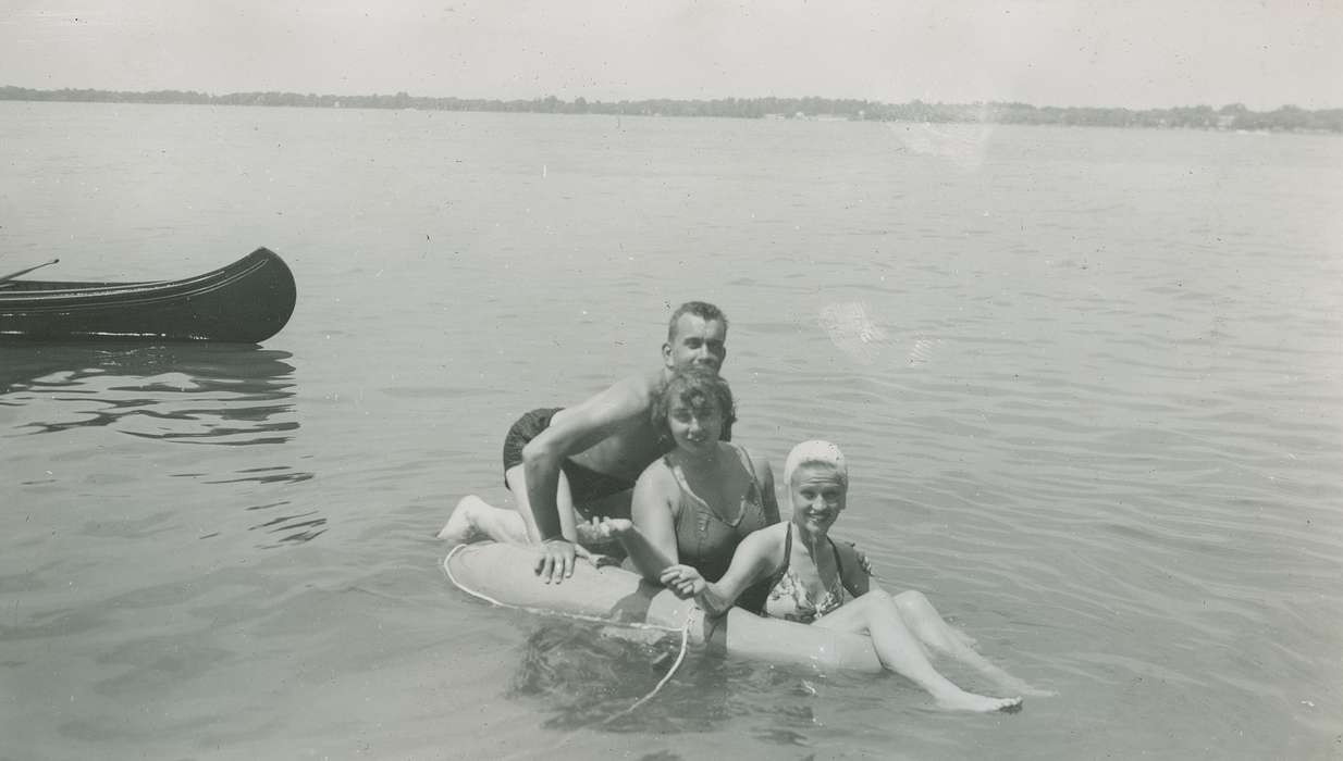 bathing suit, boat, swimsuit, Outdoor Recreation, swimming cap, Clear Lake, IA, lake, Iowa, McMurray, Doug, Portraits - Group, Iowa History, swimming suit, history of Iowa, Lakes, Rivers, and Streams