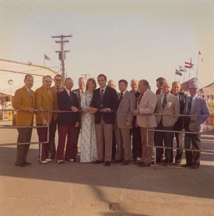 IA, Black Hawk, historic, ribbon cutting, national cattle congress, Portraits - Group, United States, Iowa, ia, Waterloo, dairy princess, cattle congress, robert ray, Photos, history, Grout Museum of History and Science