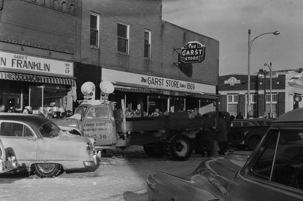 Businesses and Factories, history, Photos, Iowa, IA, Cities and Towns, Civic Engagement, Motorized Vehicles, pickup truck, United States, ia, raffle drawing, Coon Rapids Enterprise, historic, bank, chamber of commerce, cars, Coon Rapids, general store