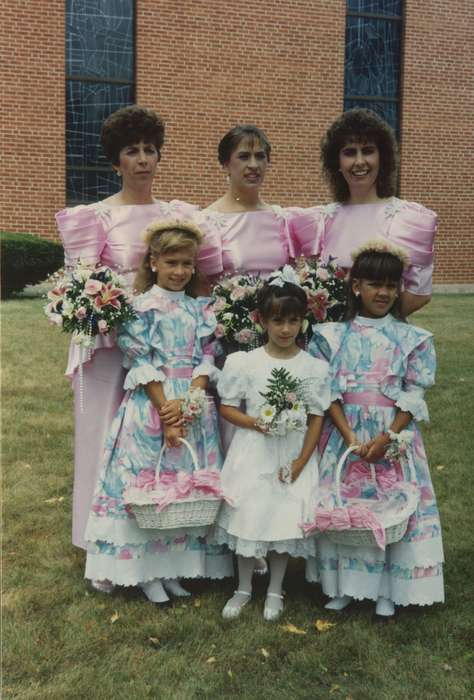 Children, flower girl, flowers, history of Iowa, CT, Iowa, Nulty, Tom and Carol, Iowa History, Portraits - Group, bouquet, bridesmaid, Travel, Weddings