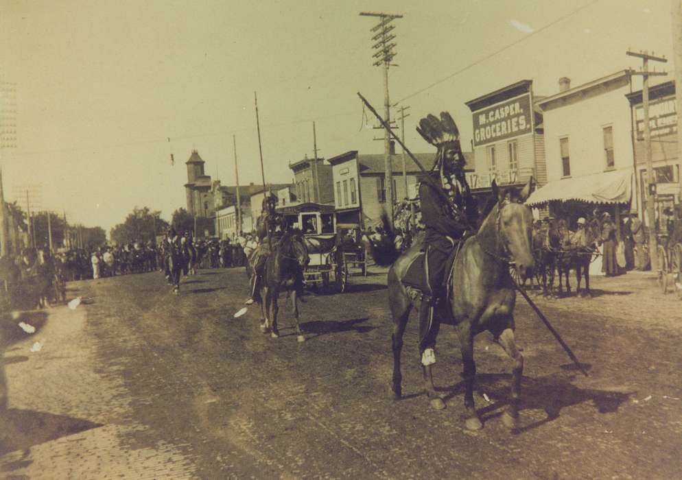 native american, Main Streets & Town Squares, dirt road, Fairs and Festivals, horse, Iowa History, indigenous, Cities and Towns, Animals, Iowa, Waverly Public Library, history of Iowa