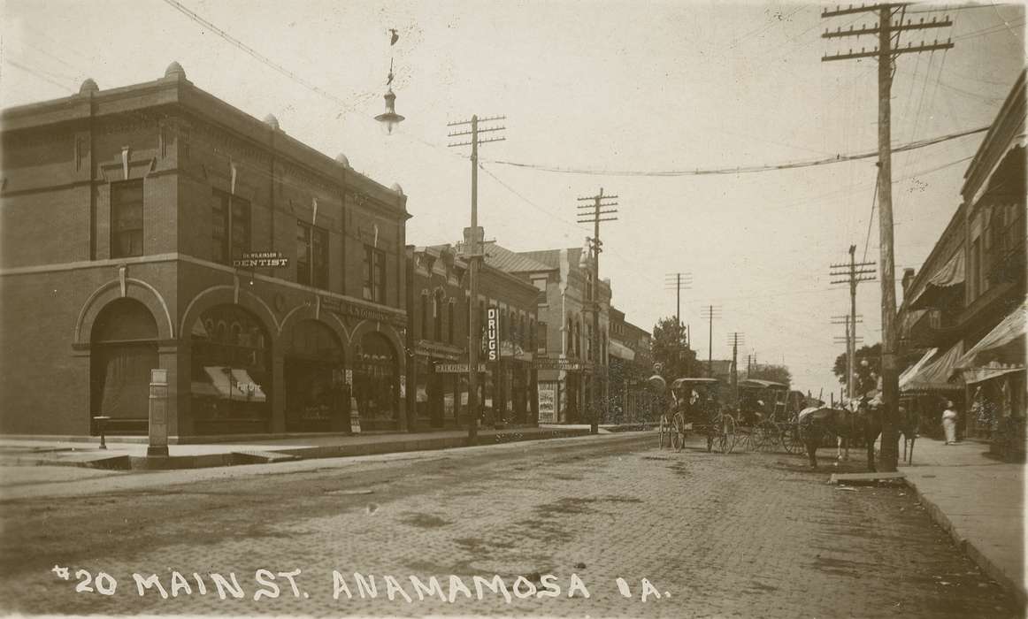 Anamosa, IA, Main Streets & Town Squares, horse, Hatcher, Cecilia, Iowa History, dentist, Iowa, brick, history of Iowa