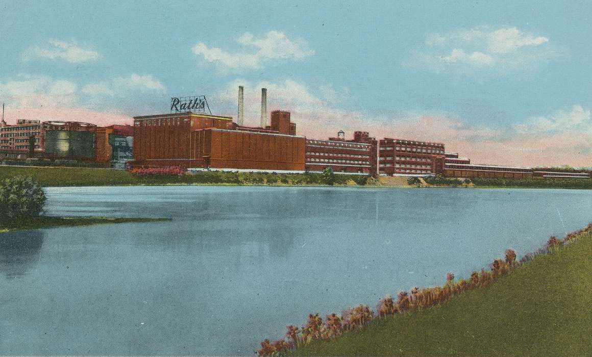 building, ia, river, IA, history, postcard, historic, Waterloo, Lakes, Rivers, and Streams, Olsson, Ann and Jons, Iowa, Black Hawk, United States, Businesses and Factories, Photos