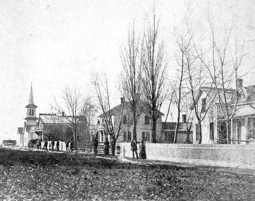 Main Streets & Town Squares, Cities and Towns, Scherrman, Pearl, Iowa History, Religious Structures, history of Iowa, road, Farley, IA, mud, Iowa