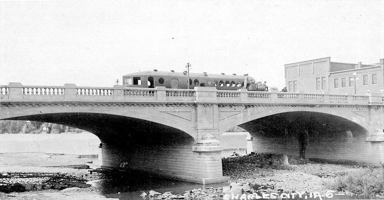 trolley, cedar river, bridge, Lakes, Rivers, and Streams, United States, Rahmiller, Ryan, history, ia, Photos, Main Streets & Town Squares, historic, Iowa, IA, Cities and Towns, Charles City, Floyd