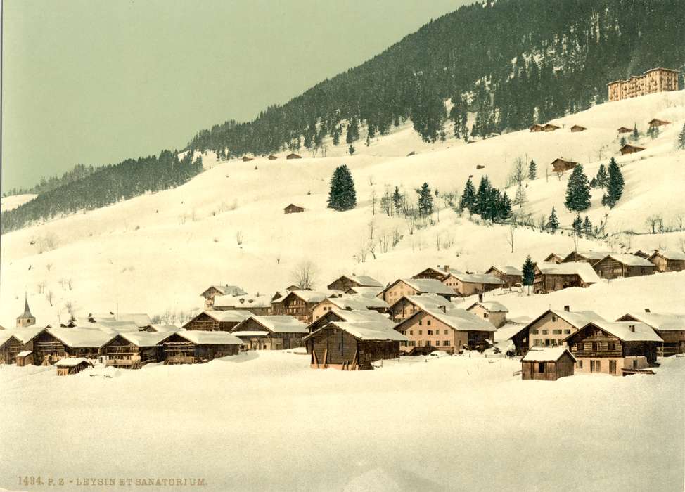 sanatorium, Winter, Library of Congress, Cities and Towns, village, chalet