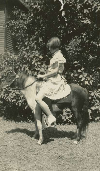 Children, Fischels, Jackie, Iowa History, Waterloo, IA, Portraits - Individual, Iowa, pony, saddle, history of Iowa, Animals