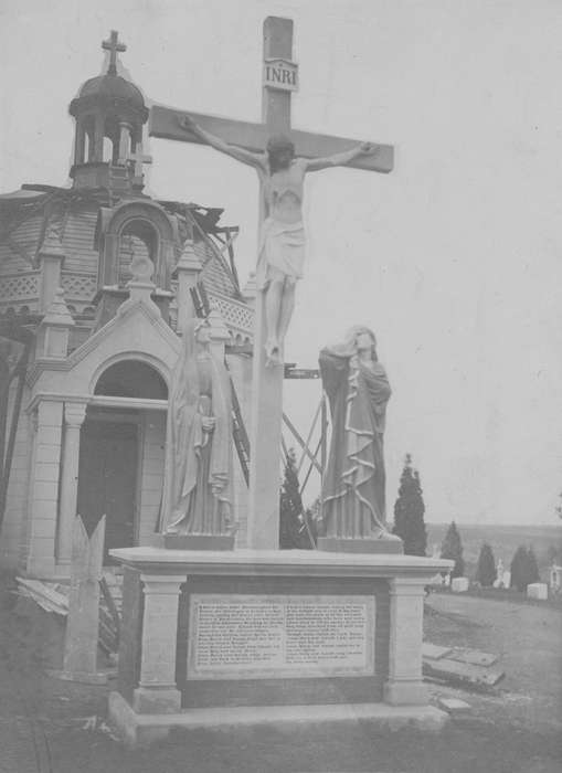 history of Iowa, Iowa History, Cemeteries and Funerals, Becker, Alfred, Iowa, cross, jesus, Religious Structures, Dubuque, IA