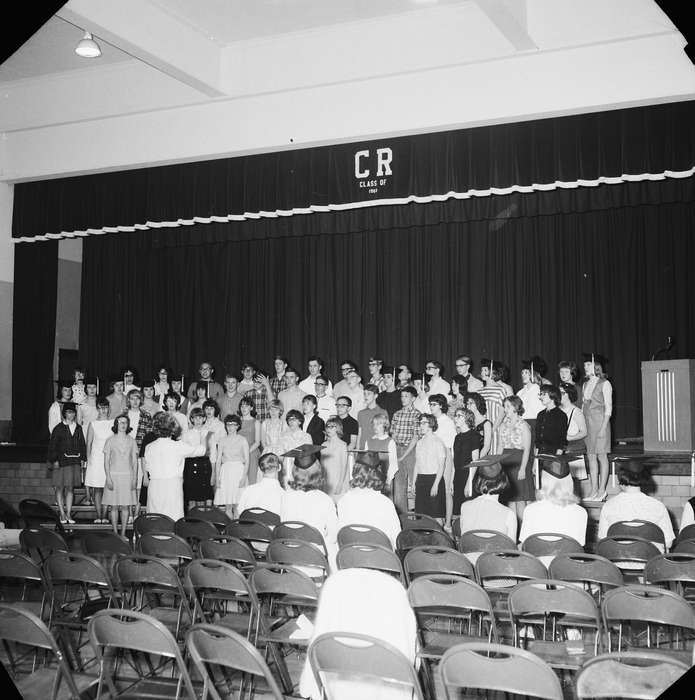 Portraits - Group, Iowa, choir, graduation, folding chair, IA, United States, Photos, Schools and Education, historic, Coon Rapids, history, graduation hat, ia, Coon Rapids Enterprise, Children