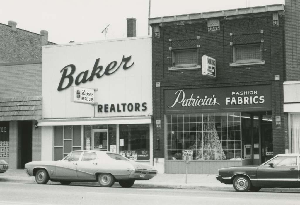 history of Iowa, Waverly Public Library, Businesses and Factories, Cities and Towns, Iowa, office, skylark, car, buick, main street, Main Streets & Town Squares, fabric store, Iowa History