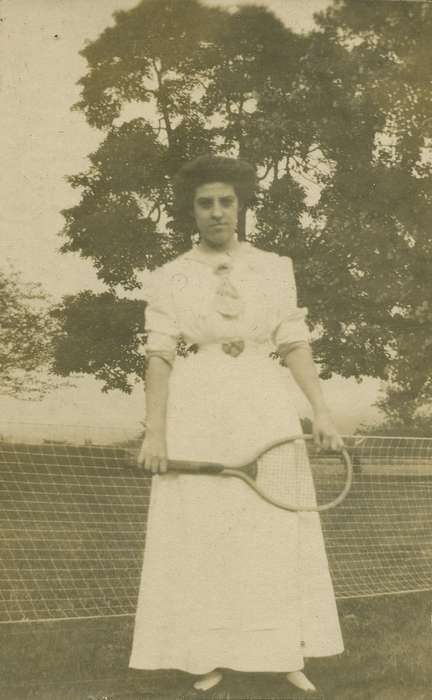 Sports, Ager and Coy, history, historic, Portraits - Individual, Iowa, Outdoor Recreation, tennis racket, ia, Photos