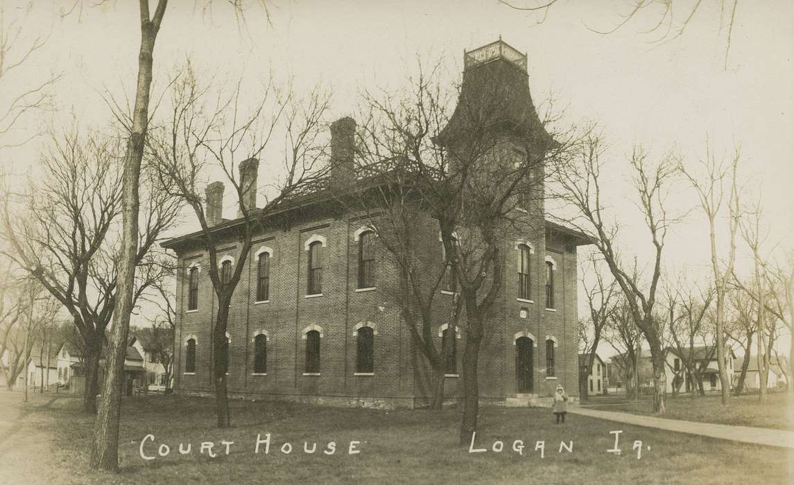 Cities and Towns, Iowa History, history of Iowa, Main Streets & Town Squares, Iowa, Dean, Shirley, Logan, IA, courthouse