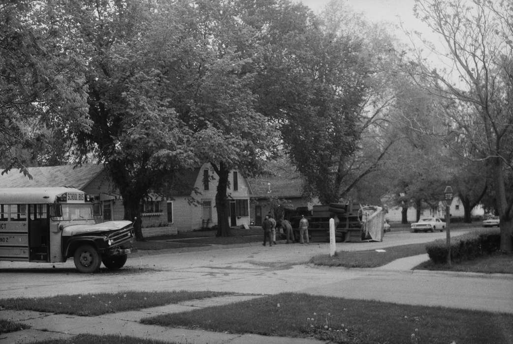 truck flipped, ia, Wrecks, school bus, Iowa, history, stop sign, IA, Coon Rapids, Photos, neighborhood, Coon Rapids Enterprise, historic, United States, Motorized Vehicles, Cities and Towns