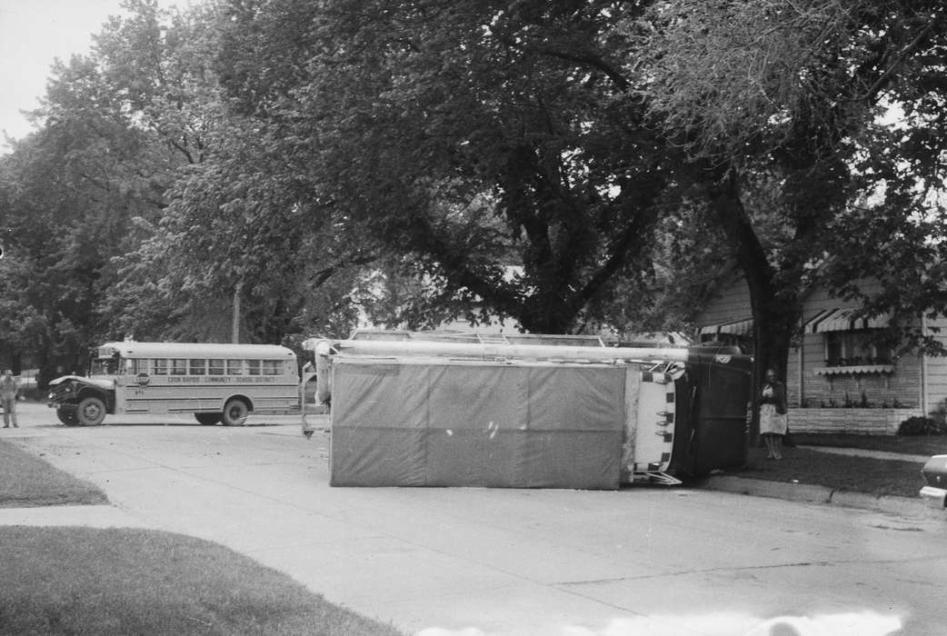 truck flipped, ia, Wrecks, school bus, Iowa, history, stop sign, IA, Coon Rapids, Photos, neighborhood, Coon Rapids Enterprise, historic, United States, Motorized Vehicles, Cities and Towns