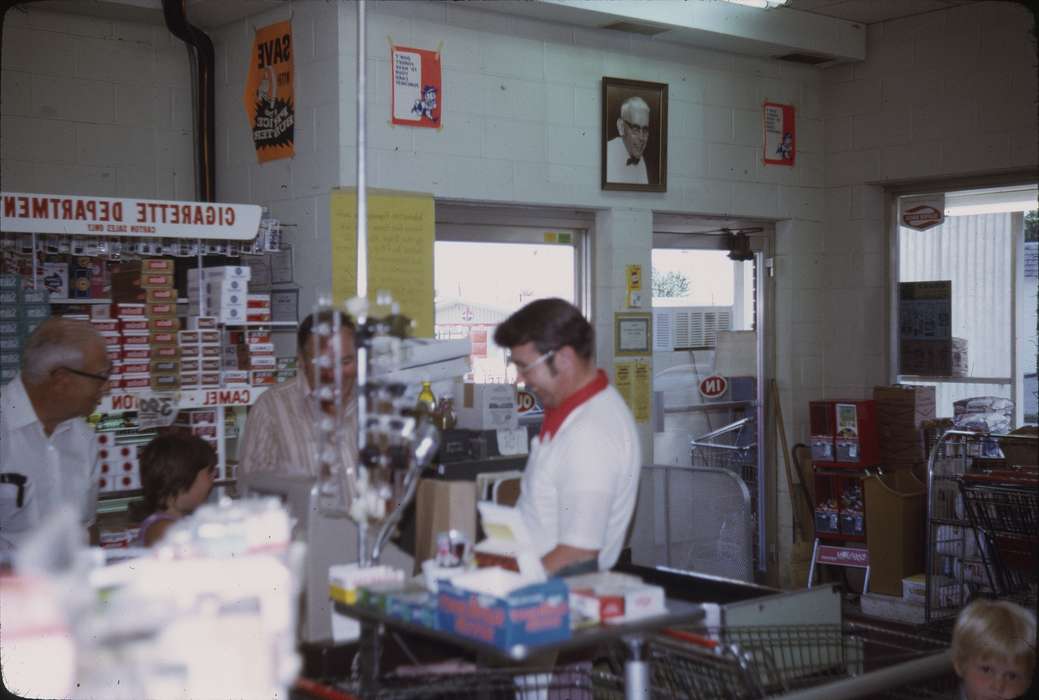 cigarette, shopping cart, Adair, history, Photos, posters, Iowa, IA, Greenfield, gumball machine, United States, ia, grocery store, Sara, Comstock, supermarket, historic, polo shirt, candy