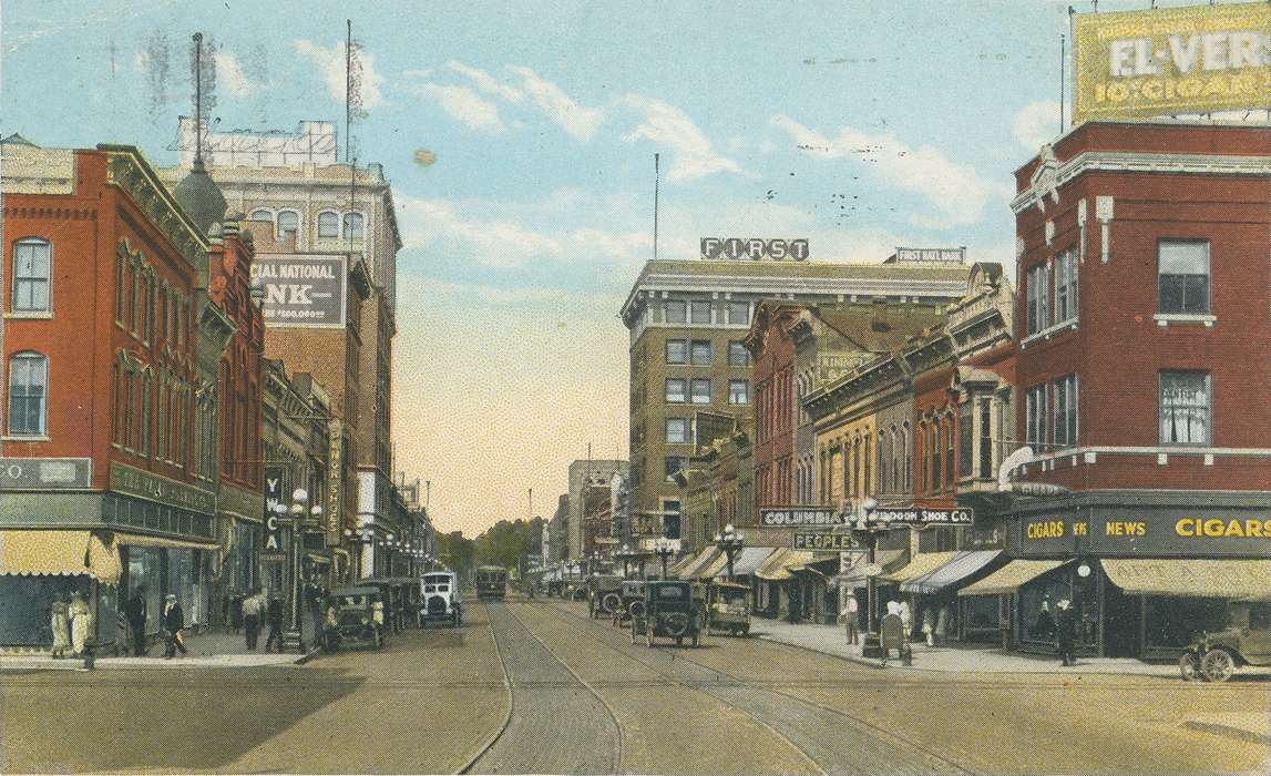 street, ia, IA, history, postcard, historic, Waterloo, Cities and Towns, Olsson, Ann and Jons, Iowa, Black Hawk, United States, Photos