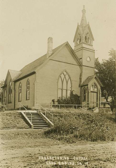 dirt road, Religious Structures, chimney, stairs, bell tower, Coon Rapids Enterprise, correct date needed
