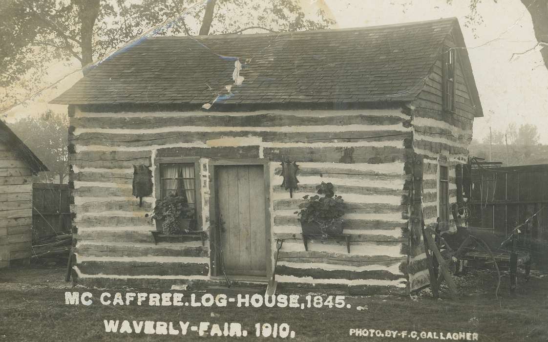 Fairs and Festivals, Homes, Cities and Towns, Waverly Public Library, Iowa History, waverly fair, log cabin, Iowa, history of Iowa