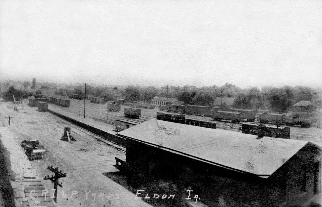 Iowa History, Lemberger, LeAnn, history of Iowa, rail yard, rail road, Eldon, IA, Train Stations, Winter, Iowa