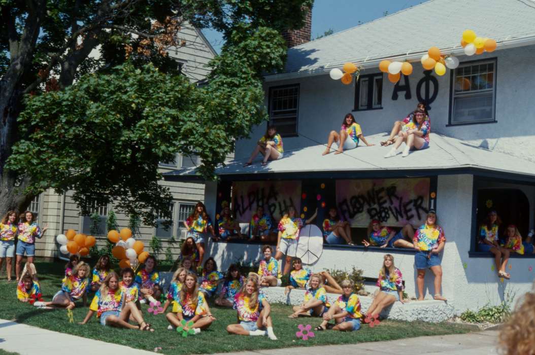 Schools and Education, tie-dye, university of northern iowa, UNI Special Collections & University Archives, uni, sorority, house, balloon, Cedar Falls, IA, Iowa History, Iowa, history of Iowa, Entertainment