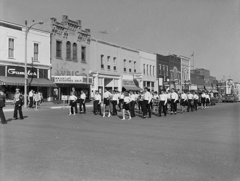 Portraits - Group, Businesses and Factories, Families, storefront, history, parade, Photos, Children, Iowa, IA, Fairs and Festivals, Cities and Towns, Civic Engagement, Motorized Vehicles, marching band, United States, ia, Entertainment, Main Streets & Town Squares, Leisure, Coon Rapids Enterprise, historic, Coon Rapids
