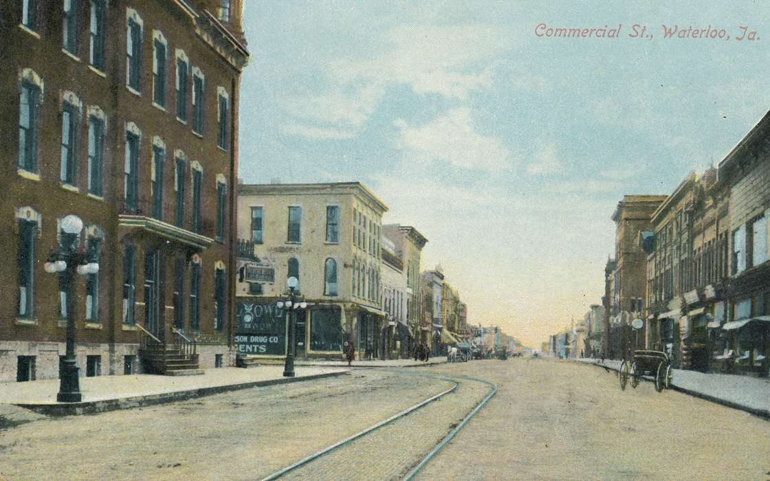 street, ia, IA, history, postcard, historic, Waterloo, Cities and Towns, Olsson, Ann and Jons, Iowa, Black Hawk, United States, Photos
