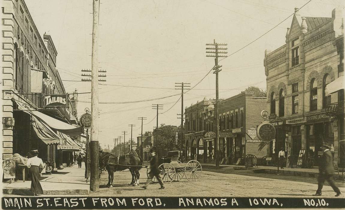 Anamosa, IA, Animals, horse and buggy, Cities and Towns, horse, Hatcher, Cecilia, history of Iowa, Main Streets & Town Squares, Iowa History, Iowa