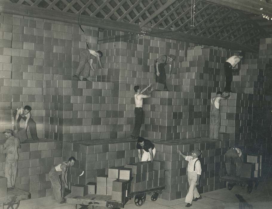 Photos, working men, history, warehouse, box, Labor and Occupations, correct date needed, Waverly, Iowa, Waverly Public Library, United States, ia, IA, historic, Bremer