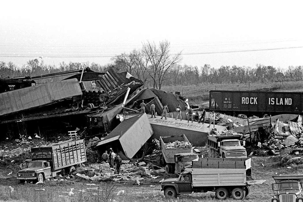Motorized Vehicles, railroad, Labor and Occupations, train crash, Lemberger, LeAnn, history of Iowa, Iowa, Wrecks, Iowa History, Centerville, IA, truck