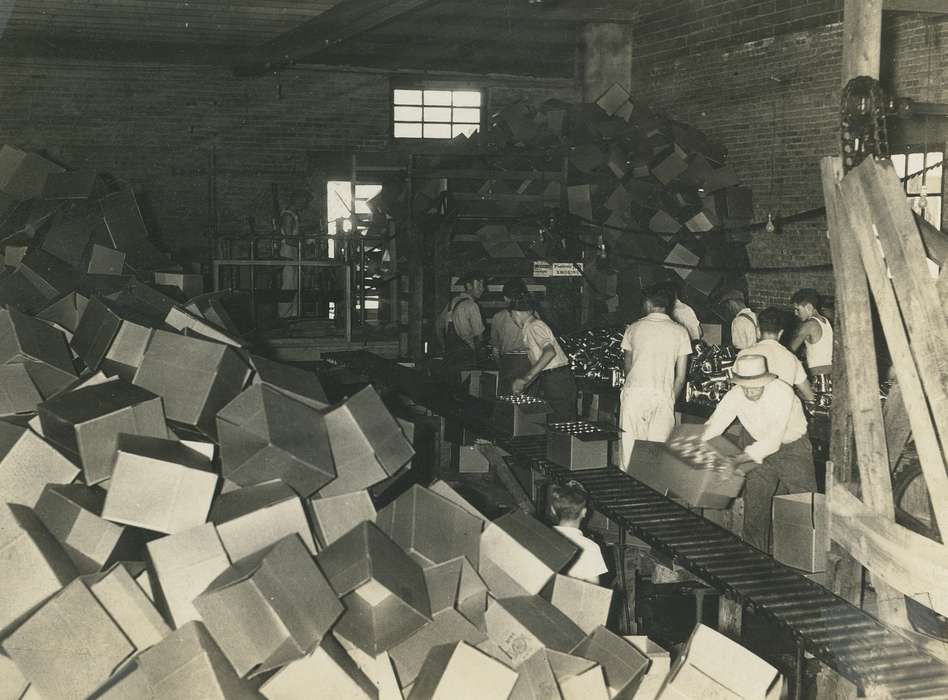 warehouse, Labor and Occupations, Iowa, working men, box, history of Iowa, Waverly Public Library, Iowa History