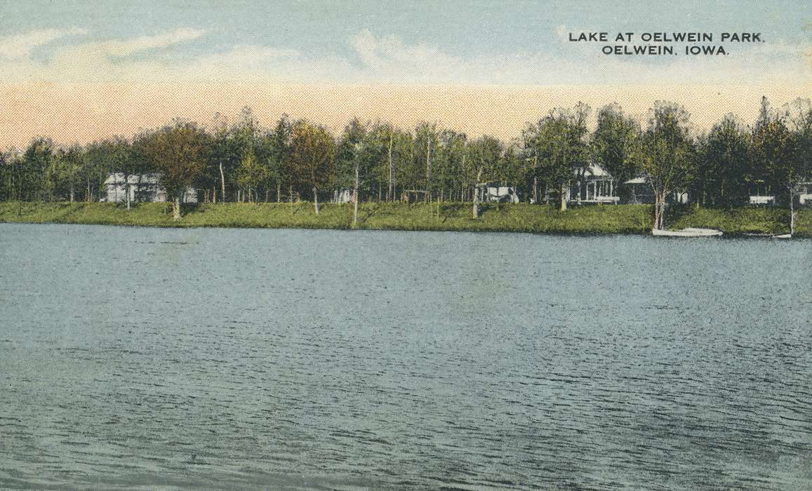 Lakes, Rivers, and Streams, lake, postcard, Iowa, Iowa History, cabin, Shaulis, Gary, Leisure, history of Iowa