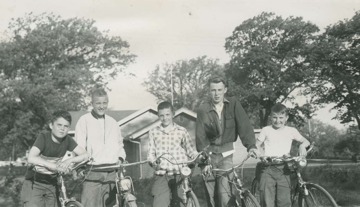 Portraits - Group, boy scouts, race, Iowa History, history of Iowa, bike, Iowa, bicycle, Children, Outdoor Recreation, Webster City, IA, McMurray, Doug