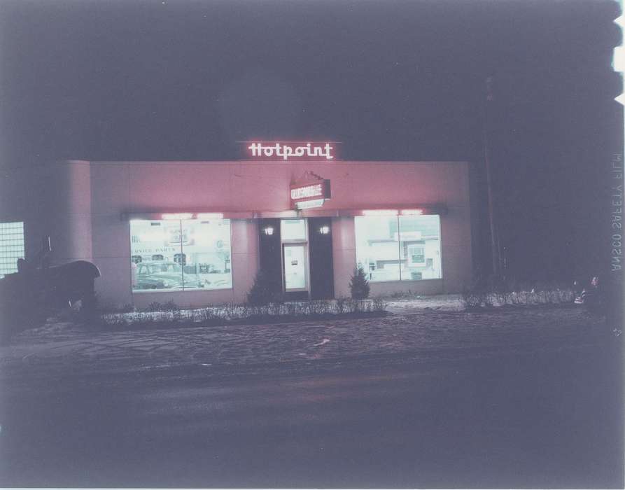 snow, business, car, correct date needed, Waverly Public Library, sign, Winter, Iowa, Motorized Vehicles, historic, Bremer, Photos, history, winter, Businesses and Factories, Waverly, United States, ia, IA