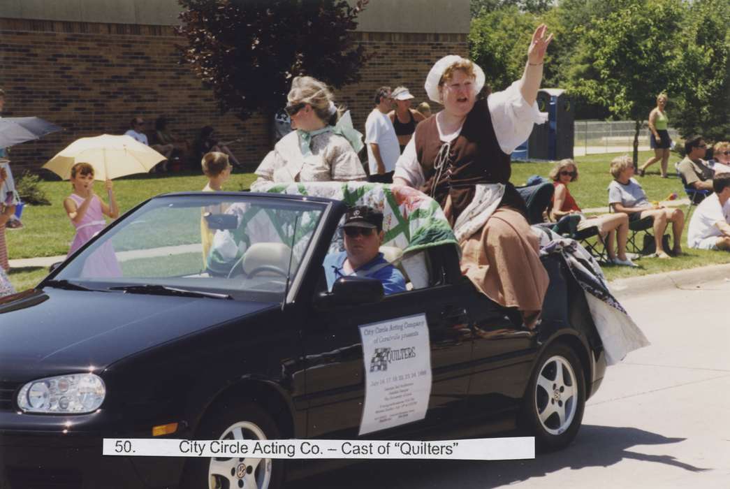 Motorized Vehicles, parade, fourth of july, Fairs and Festivals, Holidays, quilt, Johnson County Historical Society, theater, Entertainment, parade float, musical, pioneer