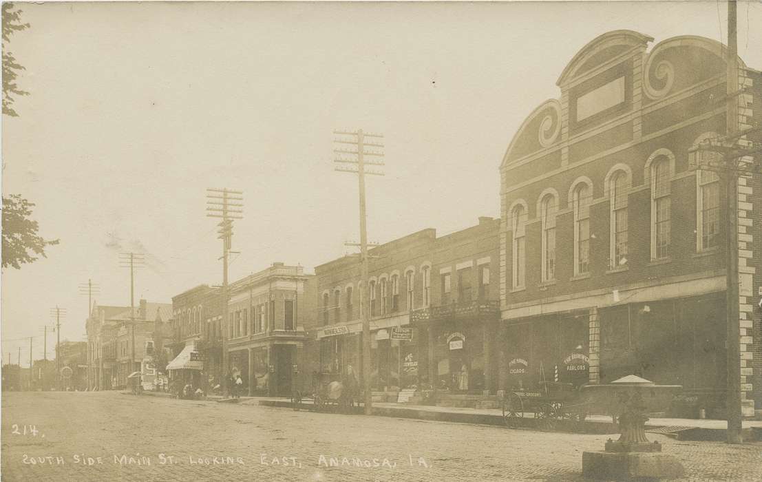 telephone pole, Anamosa, IA, Main Streets & Town Squares, Hatcher, Cecilia, Iowa History, Cities and Towns, Iowa, history of Iowa